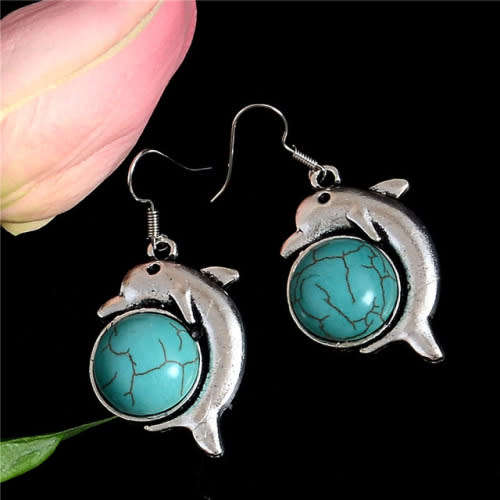 BLUE DOLPHIN DROP EAR RINGS