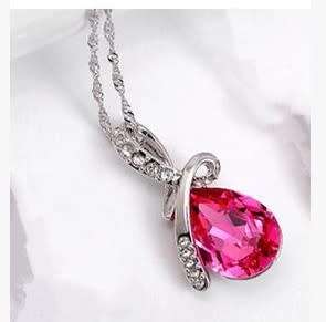 SILVER PLATED LILAC  AUSTRIAN CRYSTAL PENDANT AND CHAIN