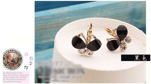 KOREAN STYLE RHINESTONE BUTTERFLY BLACK