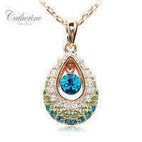 DAZZLING GOLD PLATED CRYSTAL ANGEL TEARDROP NECKLACE and SML PENDANT