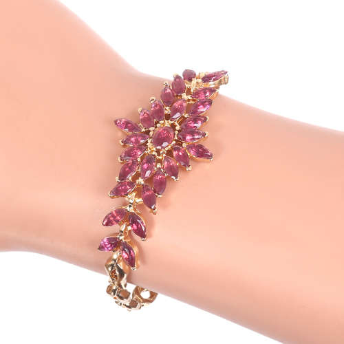 GOLD PLATED PURPLE CRYSTAL BRACELET 190 MM LONG