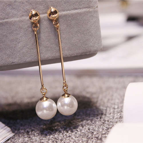 KOREAN SIMULATED PEARL PLATED GOLD EARRINGS