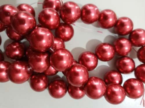 RED GLASS BEADS 16MM - EACH