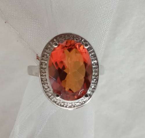 HIGH QUALITY RED RYSTAL SILVER PLATED RING UK SIZE 8 - ONLY ONE AVAILABLE