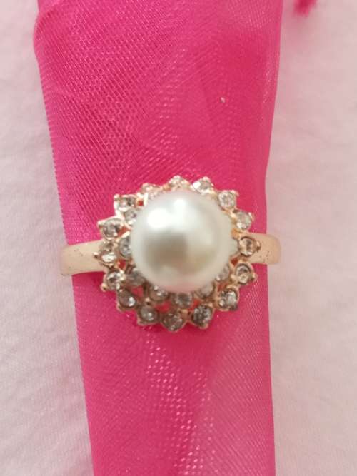 GOLD PLATED FRESH WATER PEARL RING SIZE UK 8 - ONLY ONE AVAILABLE