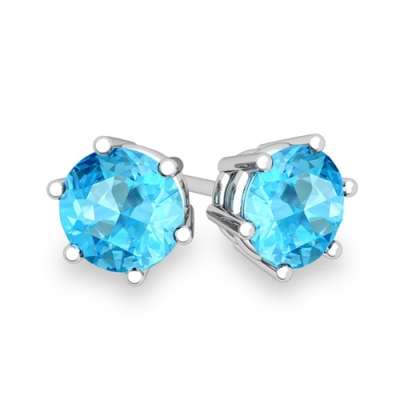 6MM STERLING SILVER CRYSTAL STUD EAR RINGS