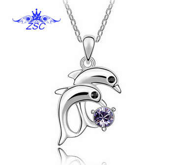 925 SILVER PLATED ANTI ALLERGIC CRYSTAL NECKLACE