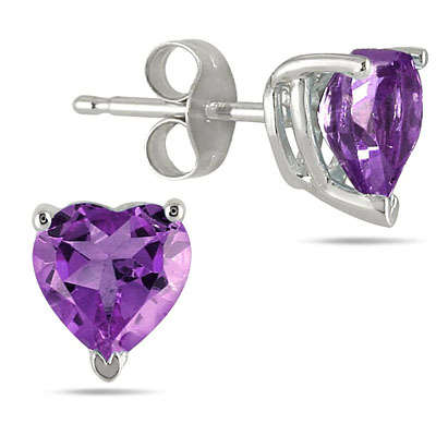 ONE PAIR PURPLE 6MM STERLING SILVER CRYSTAL HEART SHAPE  STUD EAR RINGS