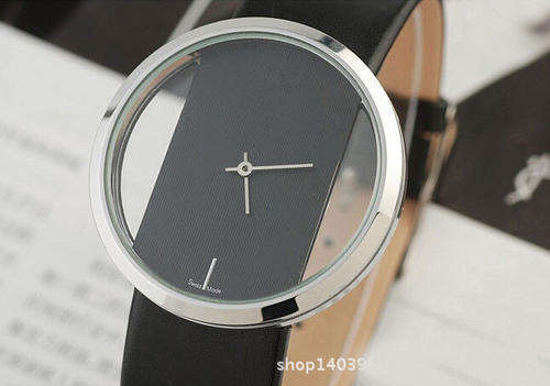 TRANSPARENT WOMENS FAUX LEATHER QUARTZ WRIST WATCH