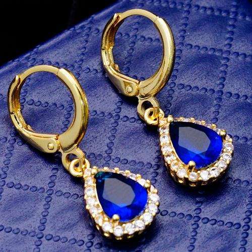 18 KT ROSE GOLD PURPLE ZIRCONIA DROP EARRINGS