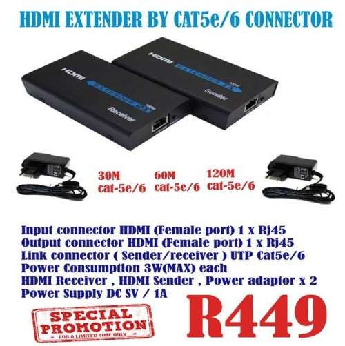 HDMI EXTENDER BY CAT5e/6 CONNECTOR