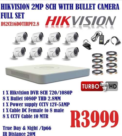 Hikvision 8 Channel 2 MP Full Set With 1080p Bullet Cameras