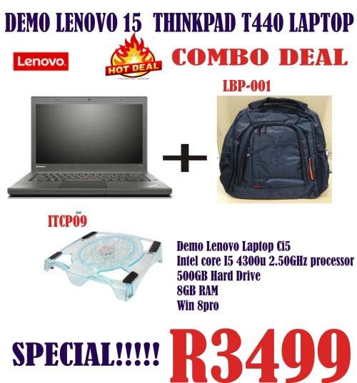 Combo Deal For Demo Lenovo I5 T440 Laptop With Laptop BackPack and Cooling Pad