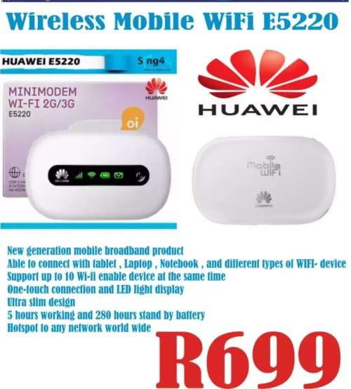 Huawei Wireless E5220 Mobile Wi-Fi Pocket Router