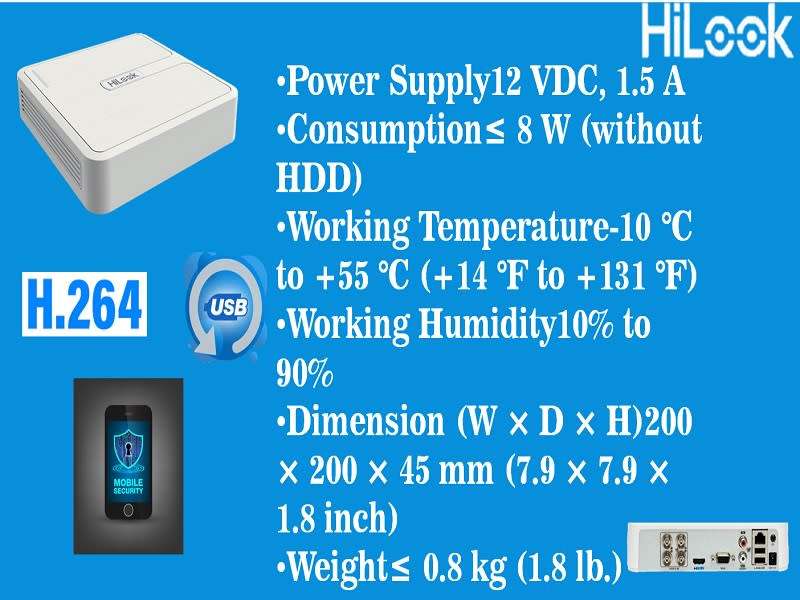 Hilook 4CH 1080P Lite Mini 1U DVR