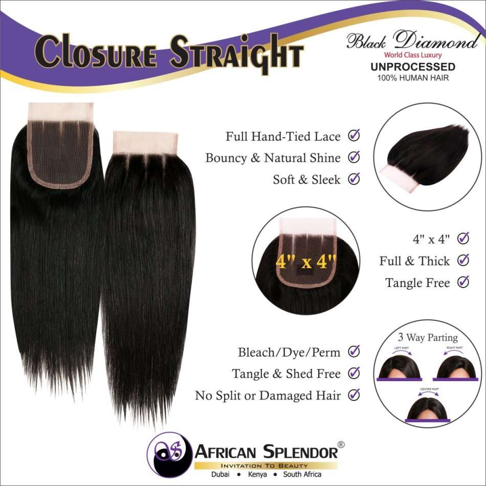 100% UNPROCESSED Virgin Remy Brazilian Human Hair 3 Bundles Set & 4''X4'' Lace Closure