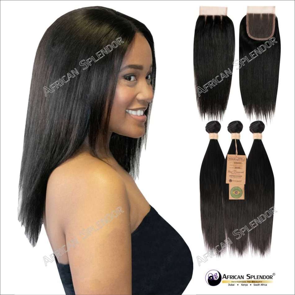 100% UNPROCESSED Virgin Remy Brazilian Human Hair 3 Bundles Set & 4''X4'' Lace Closure