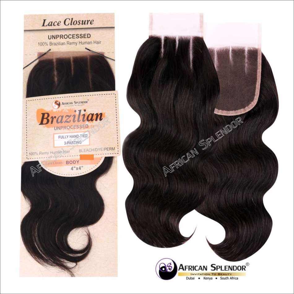100% UNPROCESSED Virgin Remy Brazilian Human Hair 3 Bundles Set & 4''X4'' Lace Closure