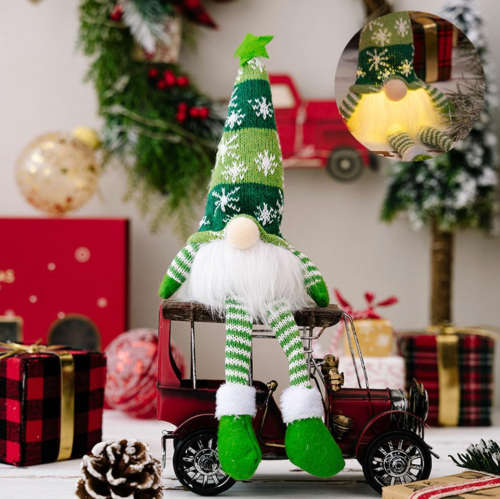 Christmas Knitted Faceless Santa Claus With Long Legs, Christmas Decoration Ornament For Home