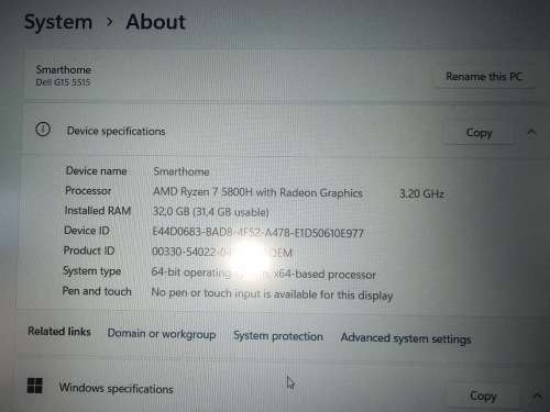 Dell Inspiron G15 5515-3502 RTX 3060 Gaming Laptop With 32GB RAM