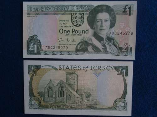 States of Jersey  1 Pound  LOW S/N ADC245279 - UNC.