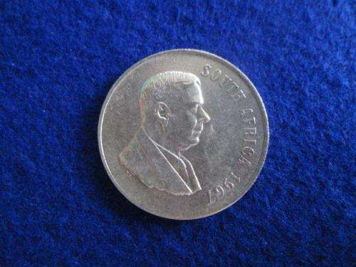 1967 South Africa  Silver R1. Circulated.
