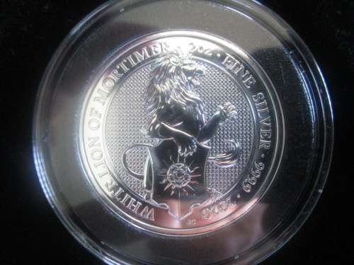 2oz Fine Silver GB Queens Beasts   `White Lion of MORTIMER`  2020 in Capsule.