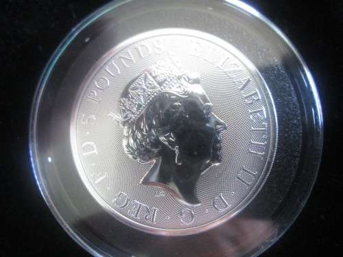 2oz Fine Silver GB Queens Beasts   `White Lion of MORTIMER`  2020 in Capsule.