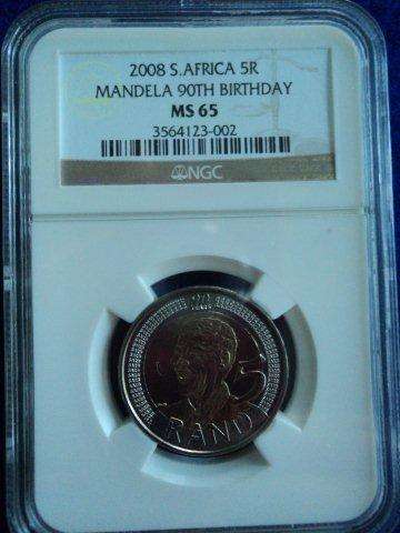 MS65 - Nelson Mandela 90th Birthday R5. NGC Graded. Bid per coin.