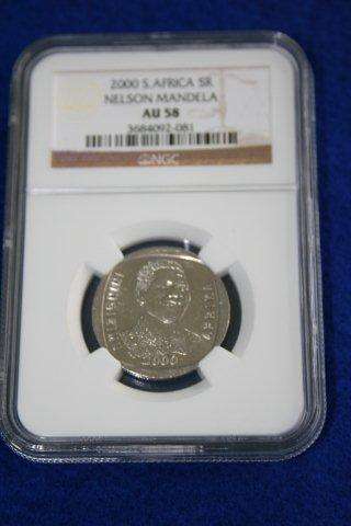 AU58 - 2000 Nelson Mandela R5. NGC Graded.