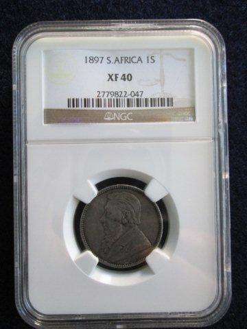 1897 Paul Kruger 1 shilling NGC Graded XF 40.
