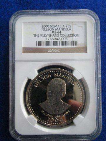 Millennium 2000 Icons Nelson Mandela - Somalia 25 shillings.  MS 64 NGC Grading