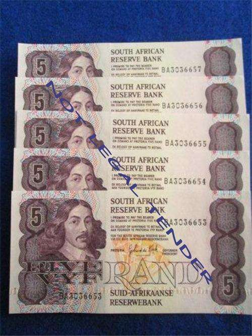 R5 - GERHARD DE KOCK NOTES IN SEQUENCE - BID PER NOTE TO TAKE THE LOT.