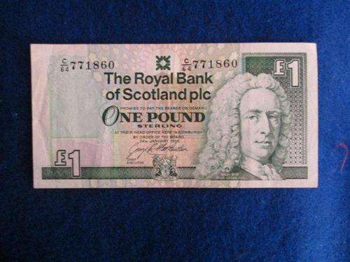 Royal Bank of Scotland One Pound note. 24 January 1996  Circulated.