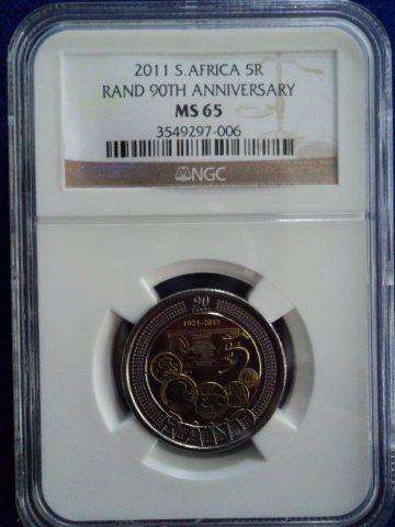 MS 65 - 2011 - 90TH ANNIVERSARY OF THE SARB R5 + 1 CIRCULATED COIN.