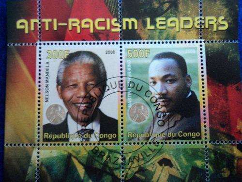 CONGO 2008 NELSON MANDELA & MARTIN LUTHER KING. (CTO). "ANTI - RACISM - LEADERS"