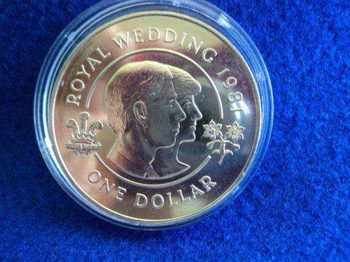 Rare 1981 BERMUDA ROYAL WEDDING $1 (ONE DOLLAR) COIN DIANA & CHARLES.