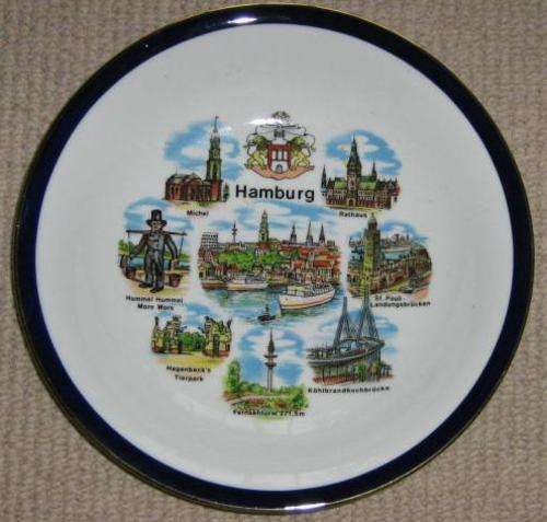 HAMBURG PLATE - WINTERLING - Blue Cobalt and Gold Rim
