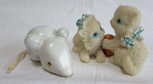 Two Cats playing with a Ball and a Mouse