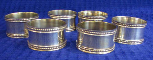 SET OF 6 SILVER PLATED SERVIETTE RINGS