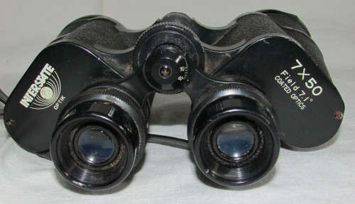 VINTAGE BINOCULARS WITH CASE - 7 x 50 - Interstate - good working condition