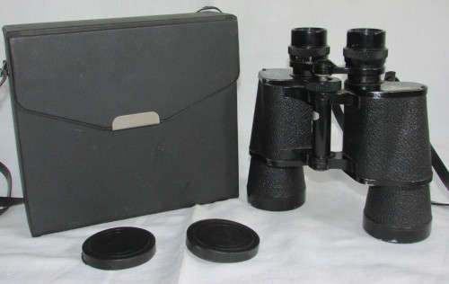 VINTAGE BINOCULARS WITH CASE - 7 x 50 - Interstate - good working condition