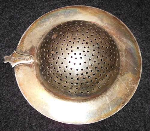 STERLING SILVER CLOISONNE TEA STRAINER