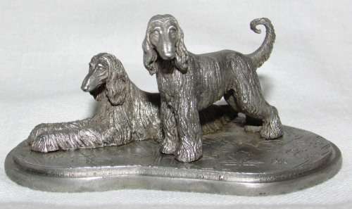 ABSOLUTELY GORGEOUS PAIR OF PEWTER AFGHAN HOUNDS