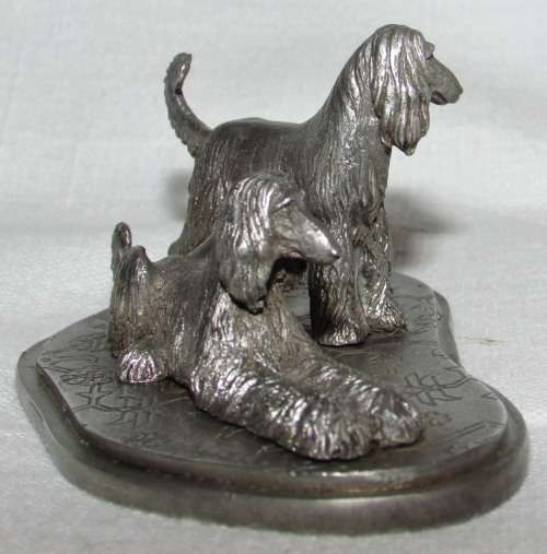 ABSOLUTELY GORGEOUS PAIR OF PEWTER AFGHAN HOUNDS