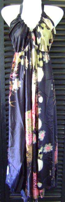 Patterned Black Halter Neck Dress