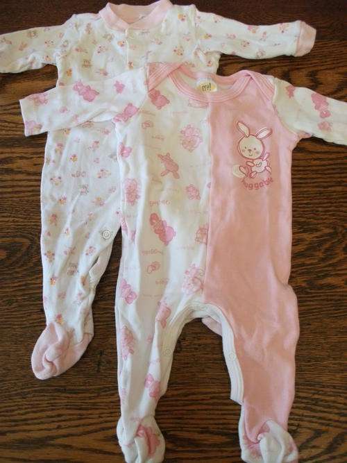 Set of Two Girls' Babygros 0 - 3 months