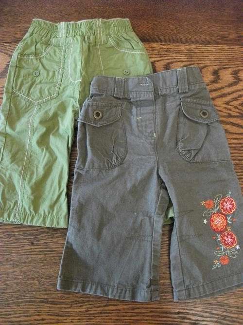 Set of Two Cargo Pants for Girls 3 - 6 Months