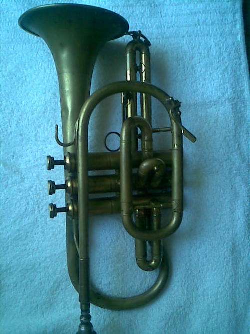 OLD TRUMPET OR CORNET BRASS MUSICAL INSTRUMENT