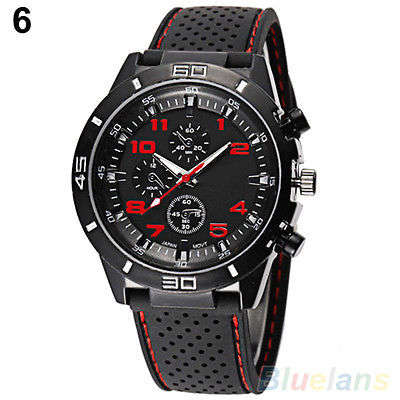 Men's Black Silicone Band Stainless Steel watch